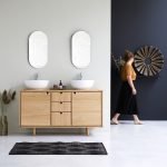 JONAK - Vintage Ahşap Banyo Lavabo Dolabı 2 Lavabolu