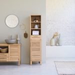 SOHO - Doğal Ahşap Kaplama Sahil Evi Tarzı Banyo Dolabı & Rafı